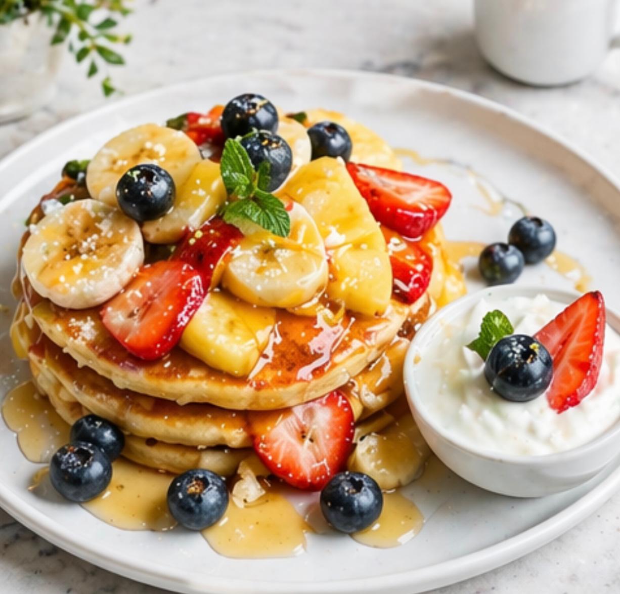 Fresh fruit pancakes